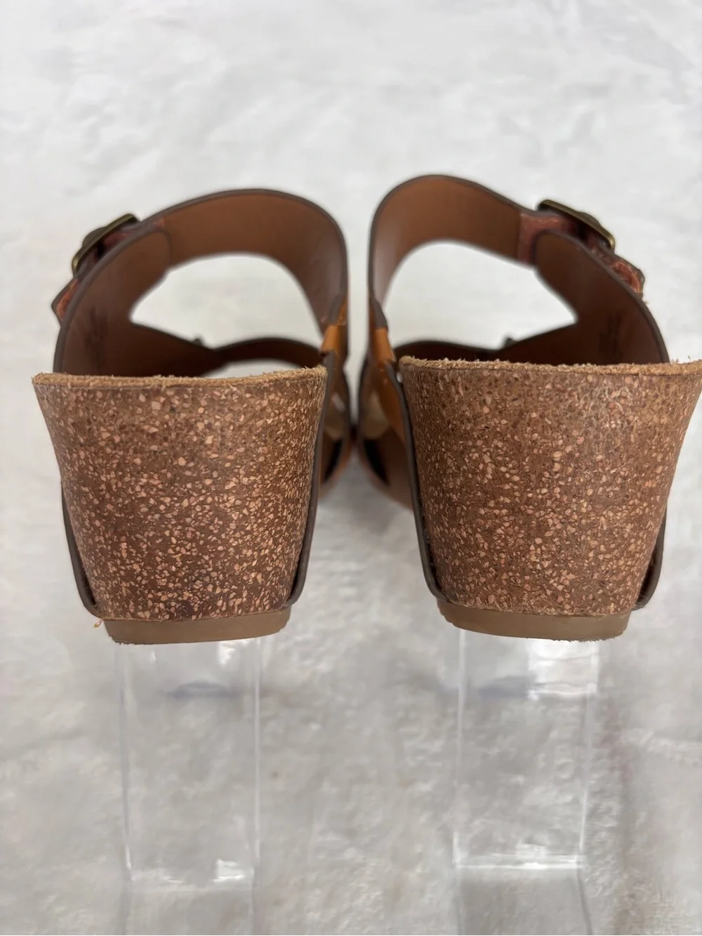 COMFORTIVA Emah Tan Leather Slide-On Wedge--EUC--9